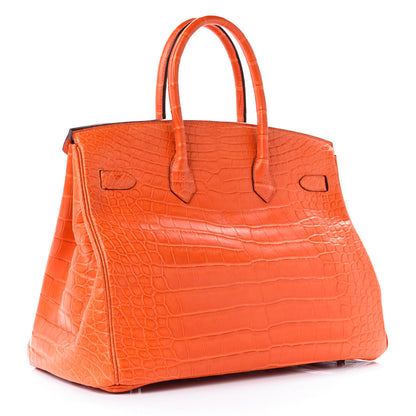Hermes Matte Alligator Birkin 35 Orange 3 of 11