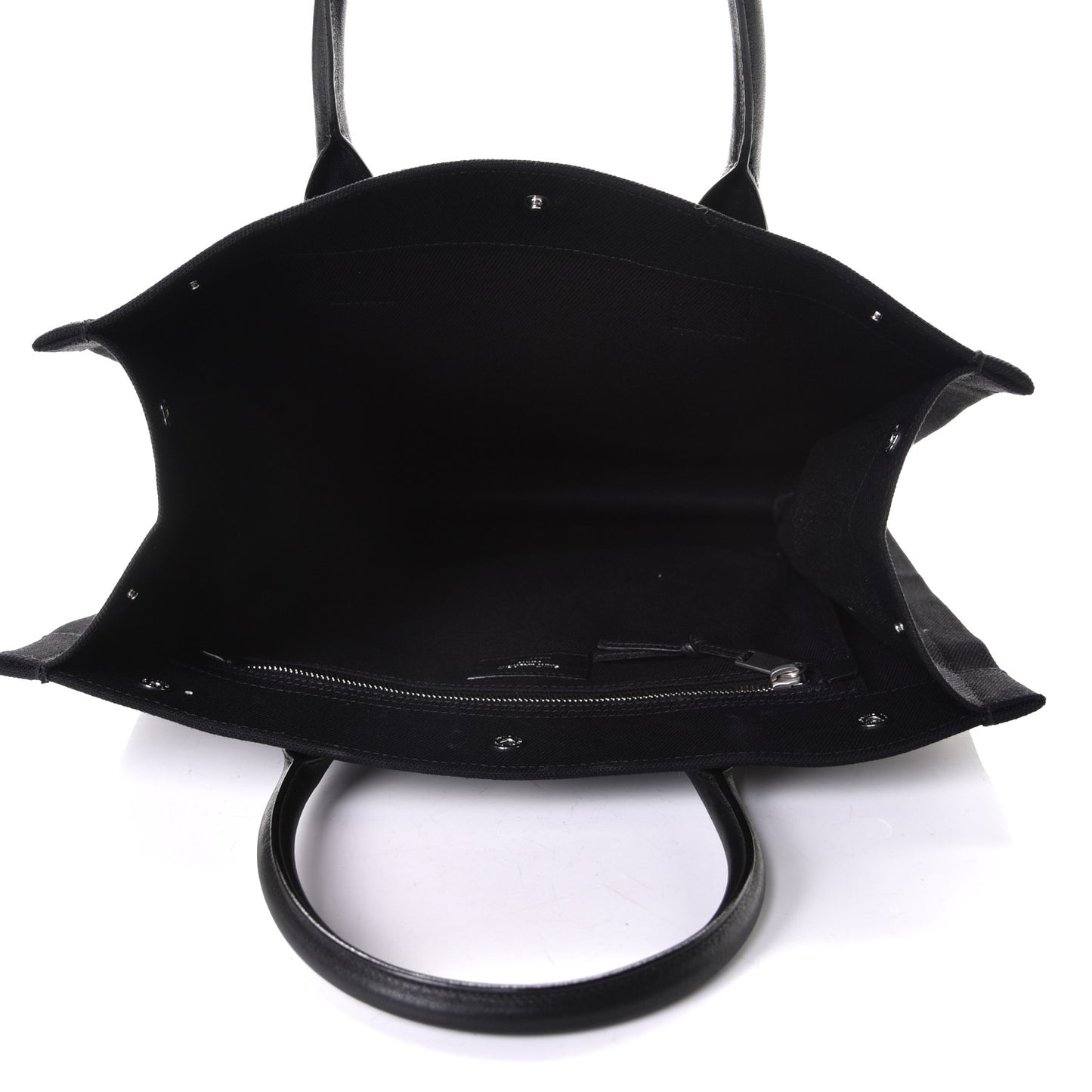 Linen Calfskin Rive Gauche North South Tote Black