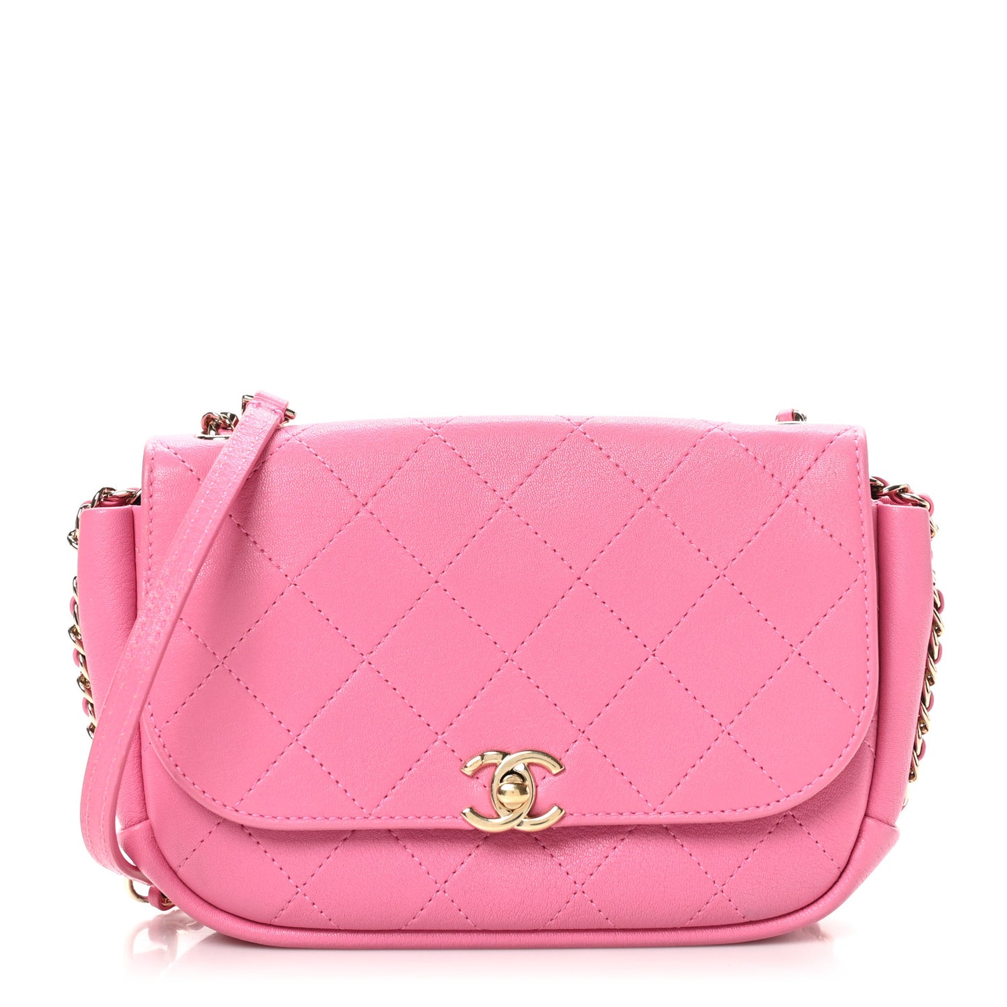 Goatskin Stitched Casual Trip Single Flap Pink