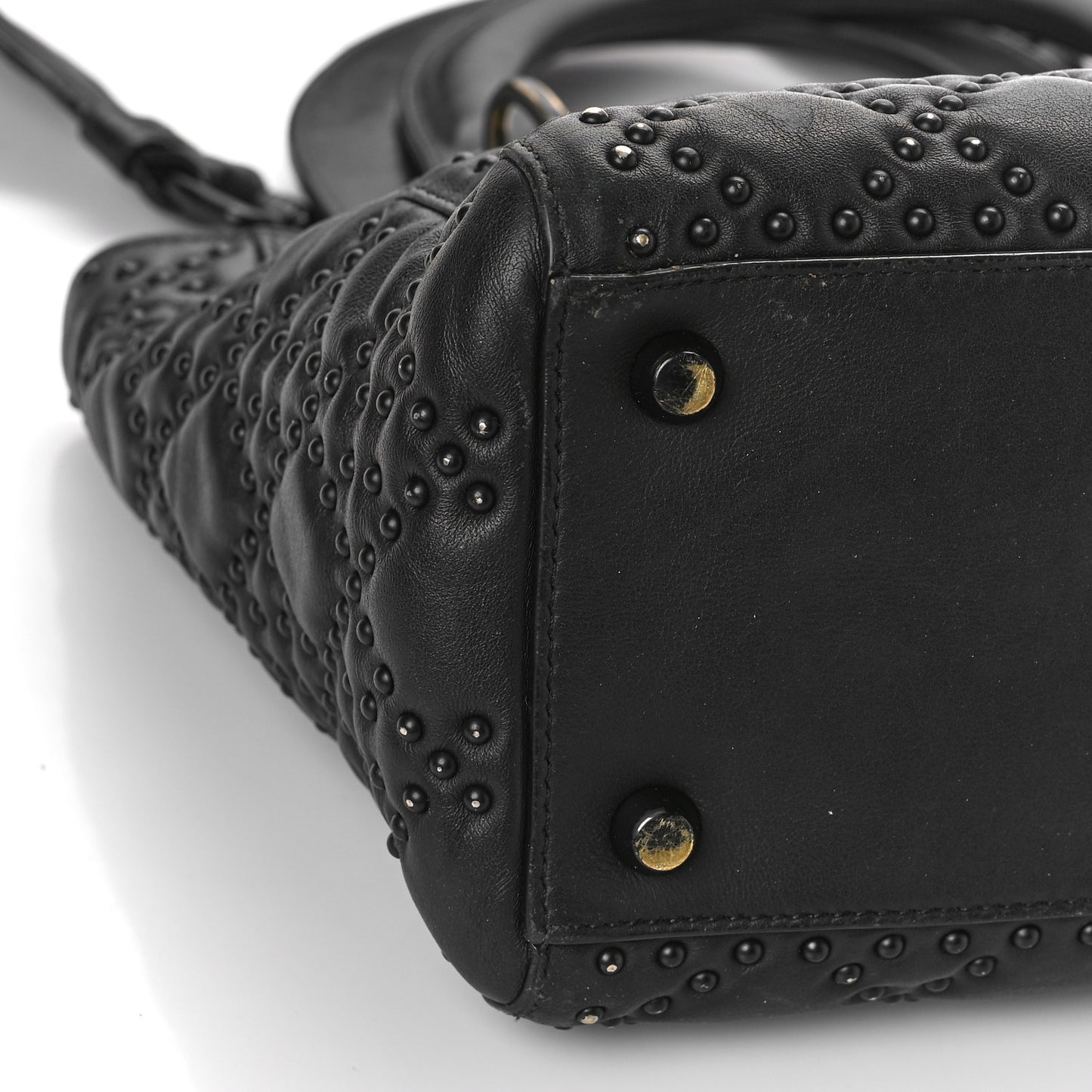 UItra Matte Calfskin Cannage Studded Medium Supple Lady Dior Black