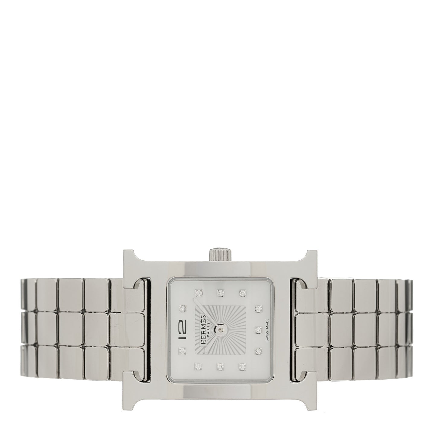 Stainless Steel Diamond Mother of Pearl 21mm Heure H Hour Quartz Watch