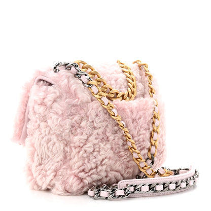 Chanel Shearling Sheepskin Medium Chanel 19 Flap Light Pink 3 of 11