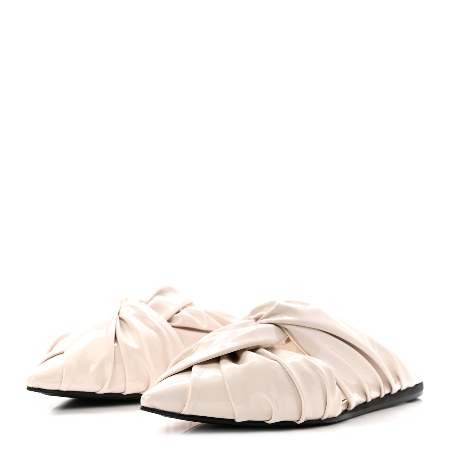 Patent Show Twist Flat Mule Sandals 38 Ivory