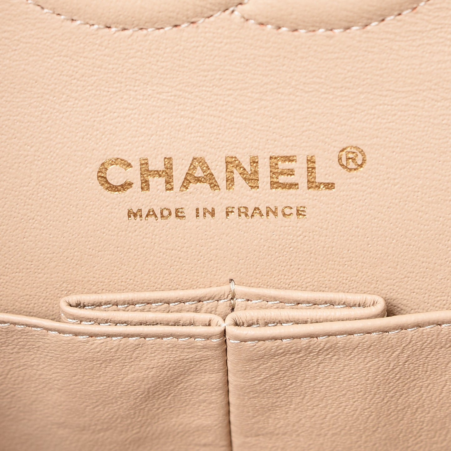Caviar Quilted Medium Double Flap Beige Clair