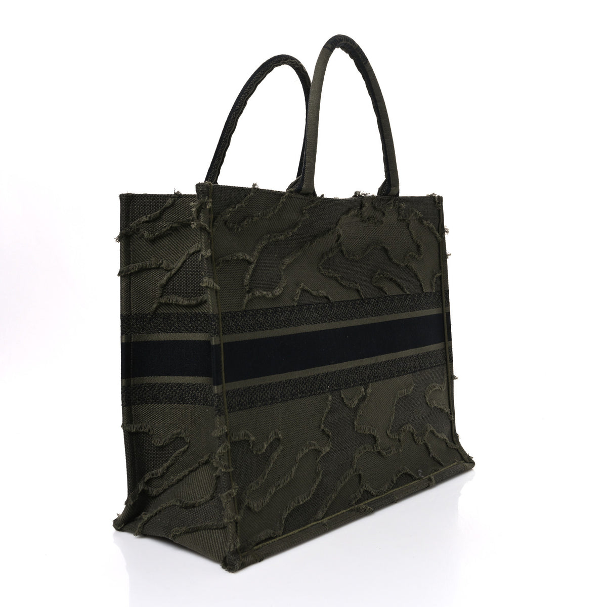 Christian Dior Canvas Embroidered Camouflage Book Tote Green 3 of 11