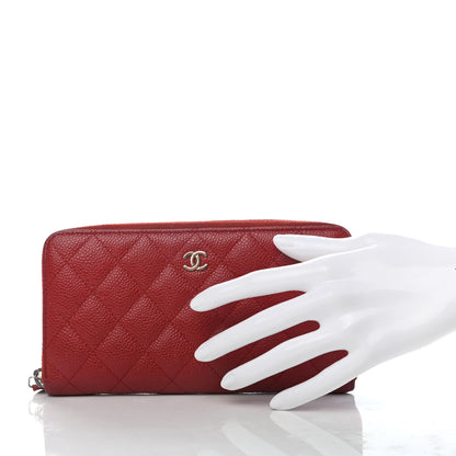 Chanel Caviar Quilted Large Gusset Zip Around Wallet Red 2 of 7