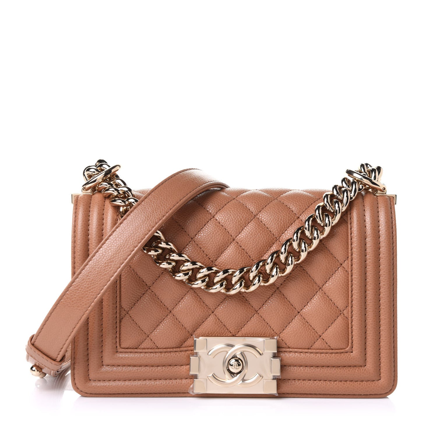 Caviar Quilted Small Boy Flap Brown