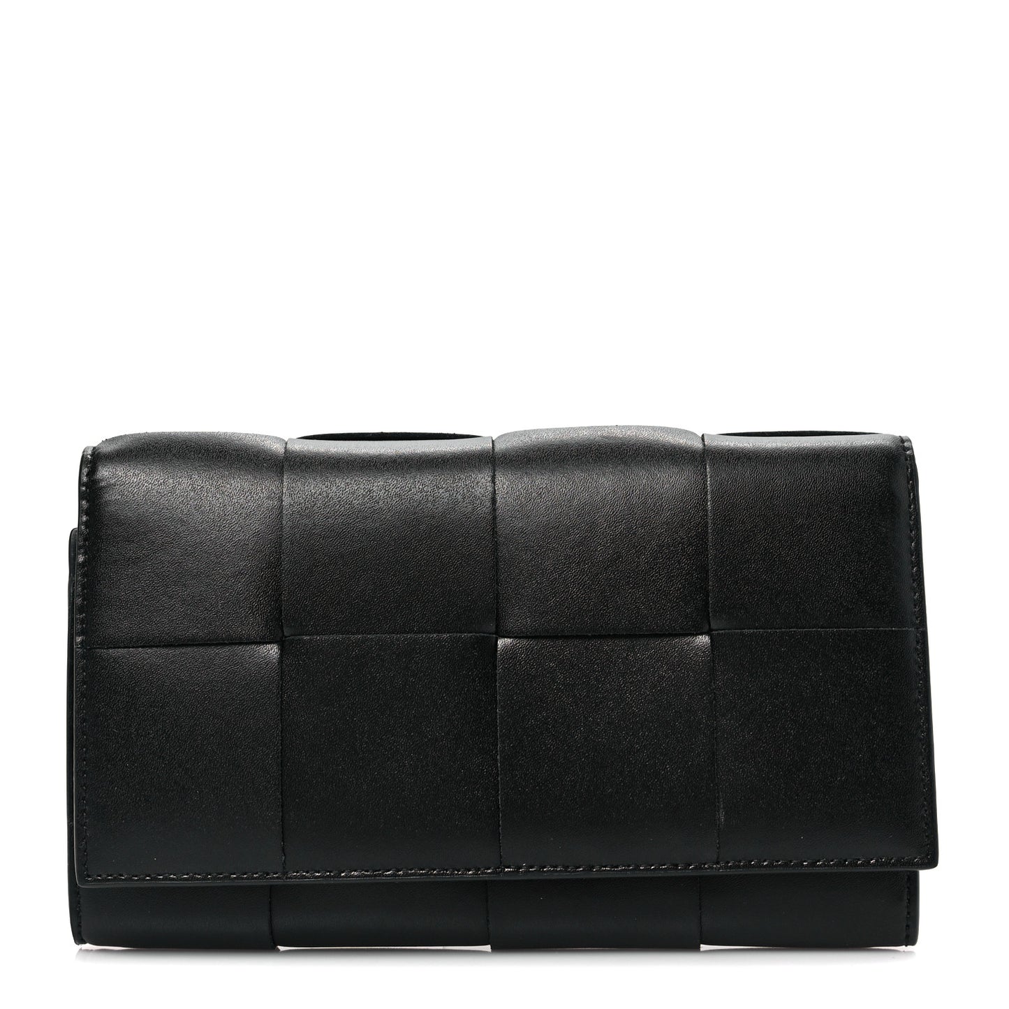 Calfskin Maxi Intrecciato Zip Wallet Black