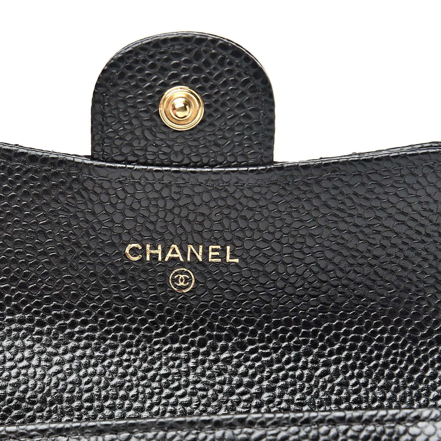 Caviar Quilted Flap Card Holder Black