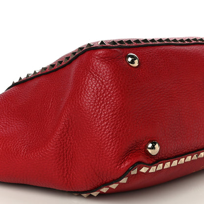 Valentino Garavani Pebbled Calfskin Medium Rockstud Tote Rosso Valentino 7 of 17