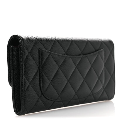 Chanel Caviar Quilted Large Gusset Flap Wallet Black 3 of 9