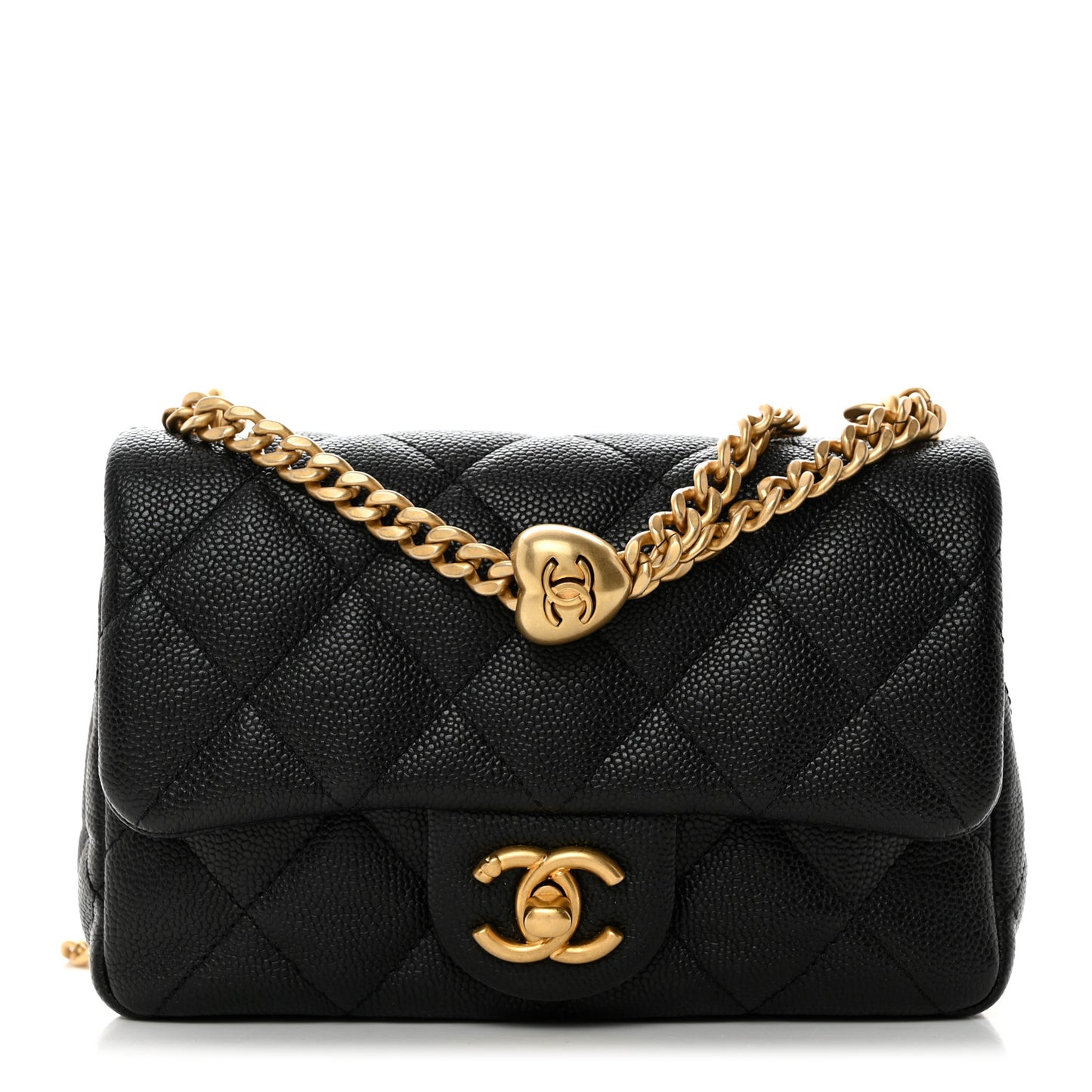 Caviar Quilted Mini Sweetheart Rectangular Flap Black