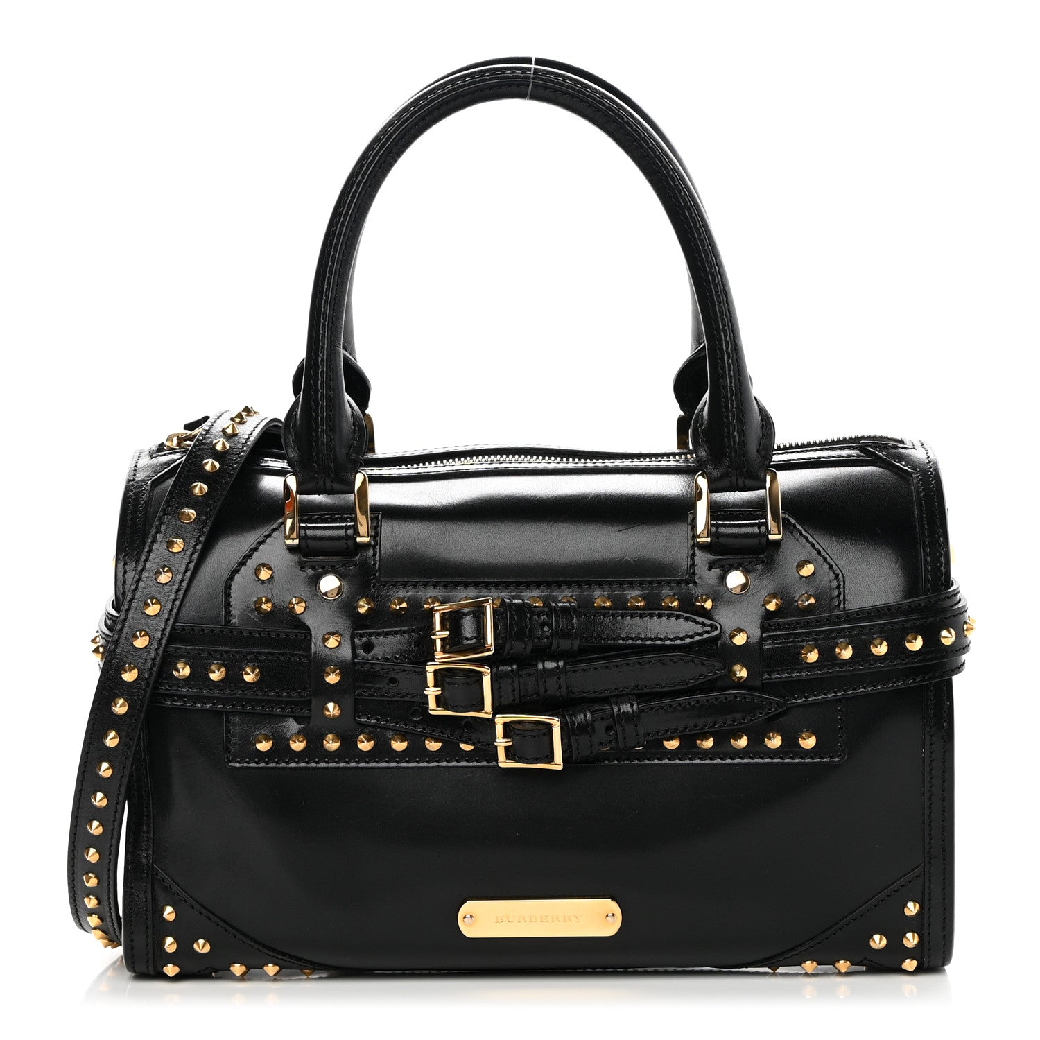 Burberry Polished Bridle Calfskin Studded Bag Black 1 of 17