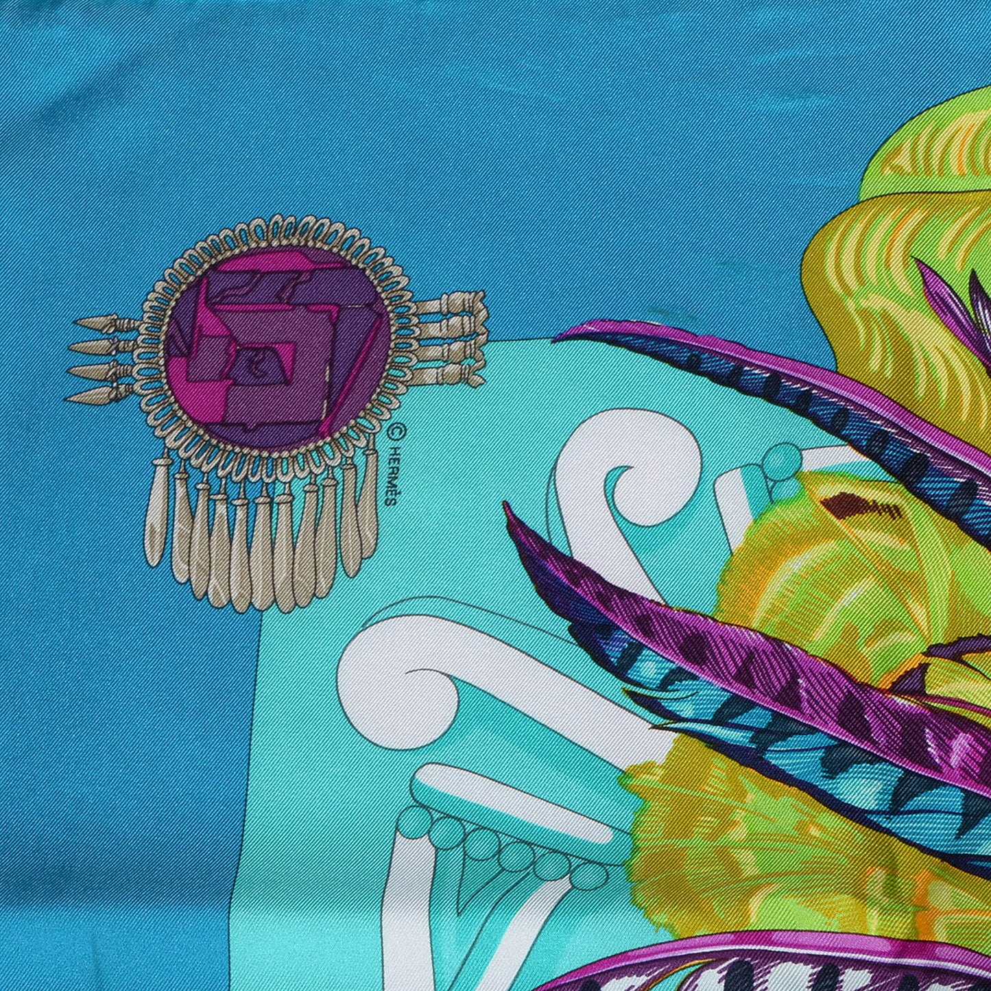 Silk Mexique Scarf 90 Cobalt Turquoise