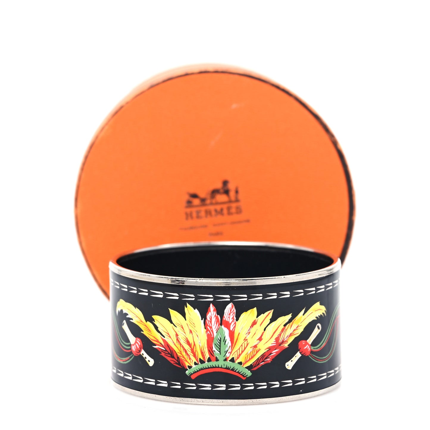 Enamel Printed Brazil Extra Wide Bracelet 65 Black