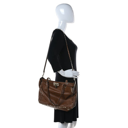 Valentino Garavani Vitello Medium Rockstud Tote Brown 3 of 18