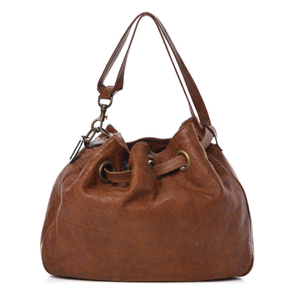 Christian Dior Lambskin Cannage Drawstring Bag Brown 1 of 16