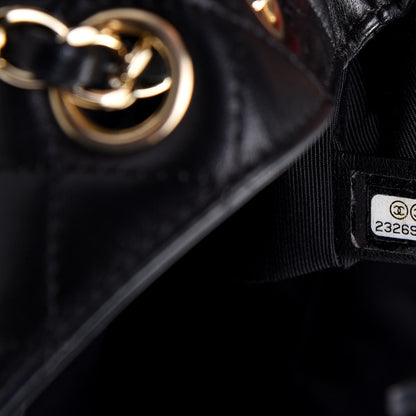 Chanel Lambskin Quilted Large Drawstring Bag Black 9 of 9