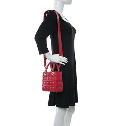 Christian Dior Lambskin Cannage Small My ABCDior Lady Dior Red 2 of 9