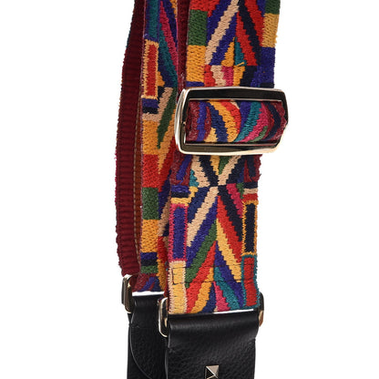 Valentino Garavani Canvas Geometric Embroidered Rockstud Guitar Strap Multicolor 4 of 4
