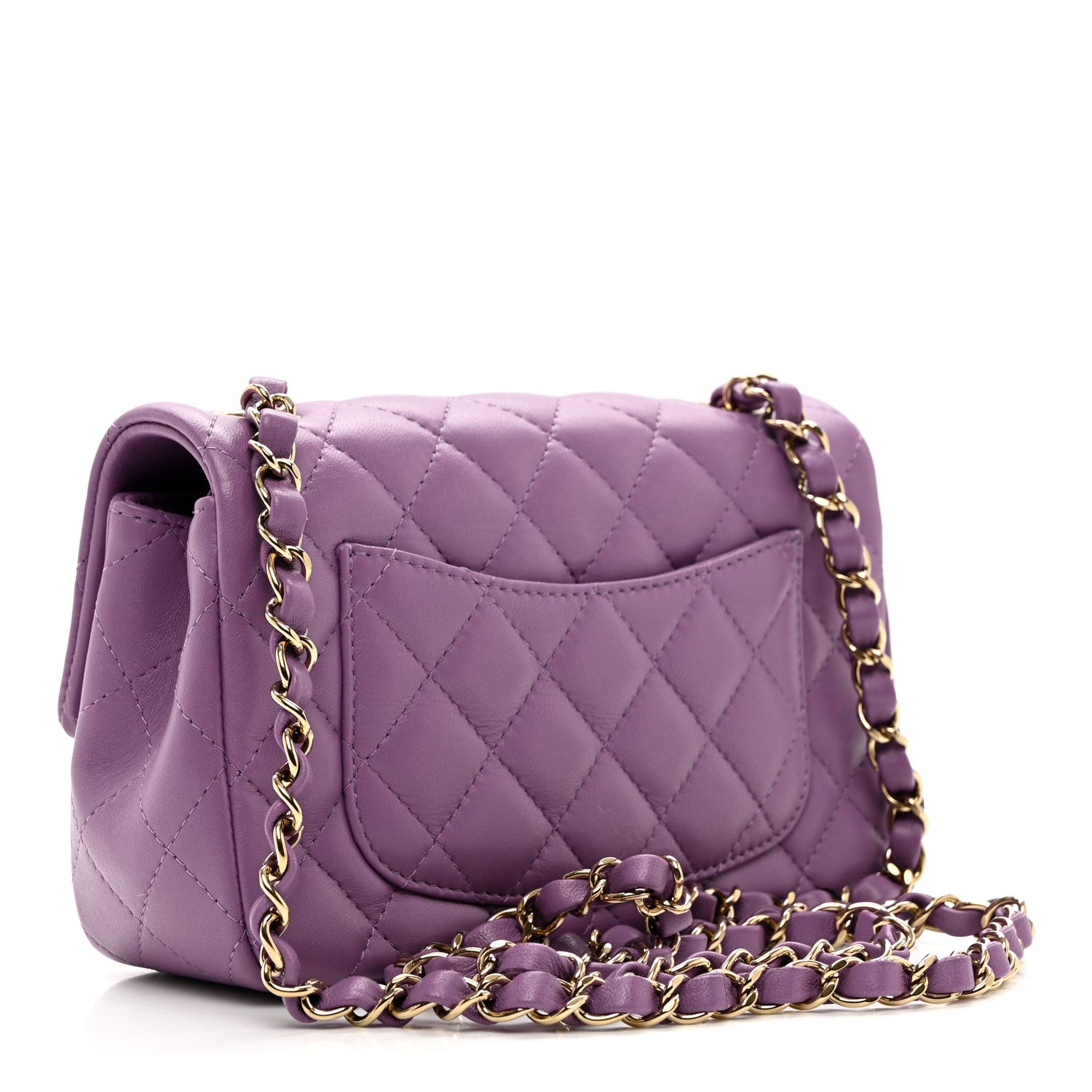 Chanel Lambskin Quilted Mini Rectangular Flap Purple 3 of 8