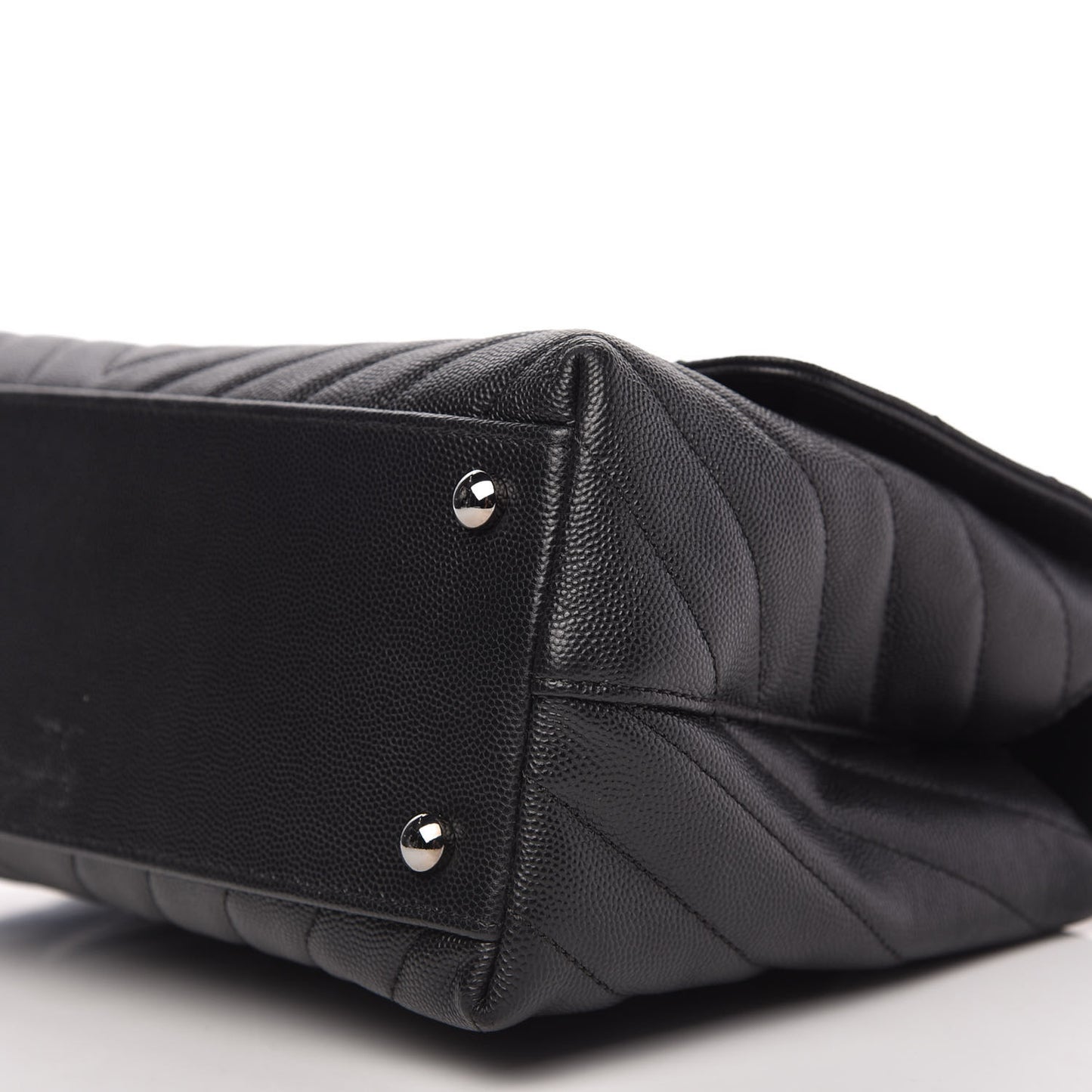 Caviar Chevron Quilted Small Coco Handle Flap Black