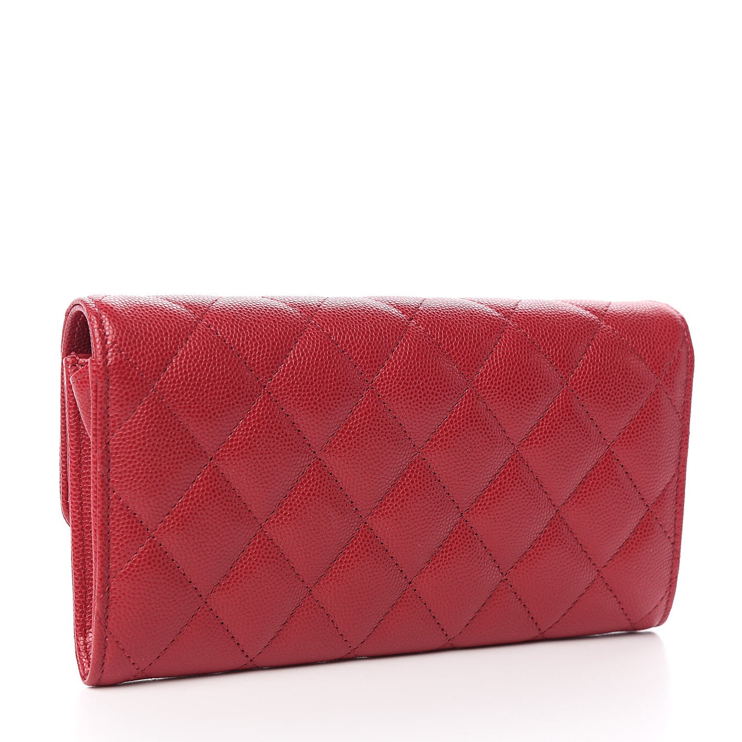 Caviar Quilted Large Gusset Flap Wallet Pink