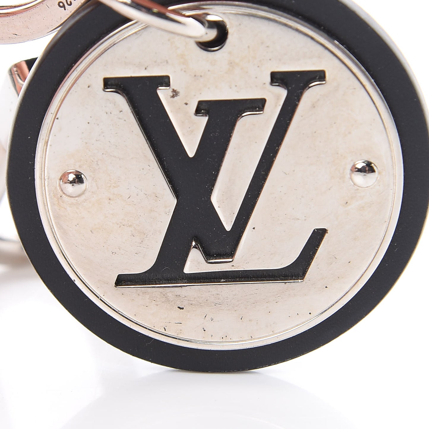 LV Cut Circle Key Holder Silver