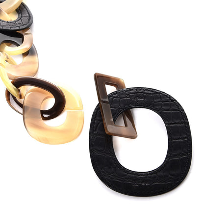 Hermes Buffalo Horn Alligator Isidore Necklace Black 8 of 12