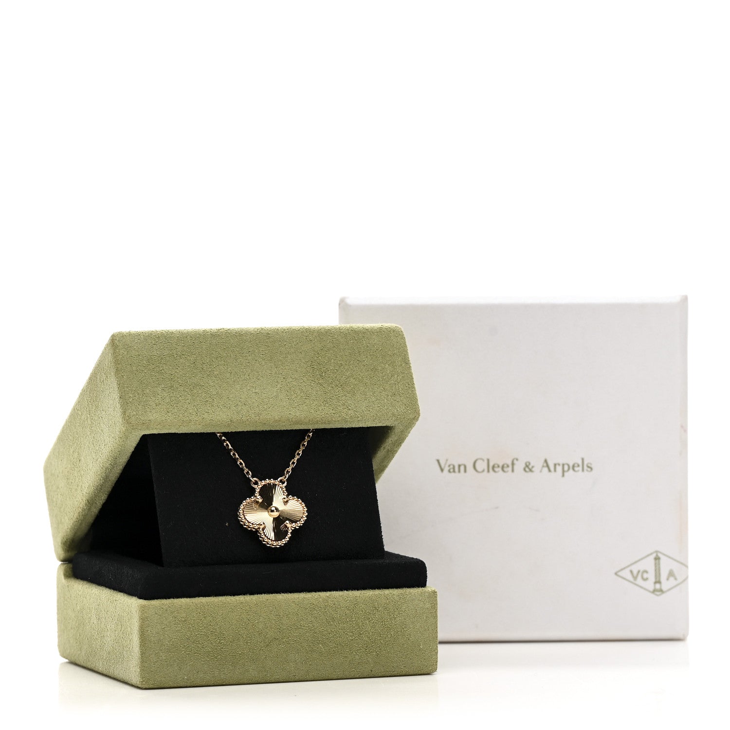 Van Cleef & Arpels VAN CLEEF &amp; ARPELS 18K Yellow Gold Guilloche Vintage Alhambra Pendant Necklace 6 of 6