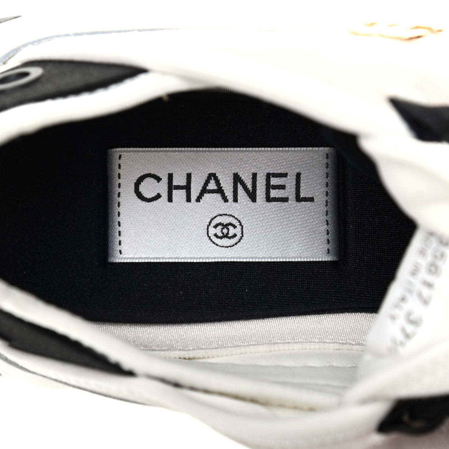 Velvet Calfskin Mixed Fibers CC Sneakers 37.5 Ivory Black