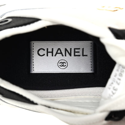 Chanel Velvet Calfskin Mixed Fibers CC Sneakers 37.5 Ivory Black 7 of 10