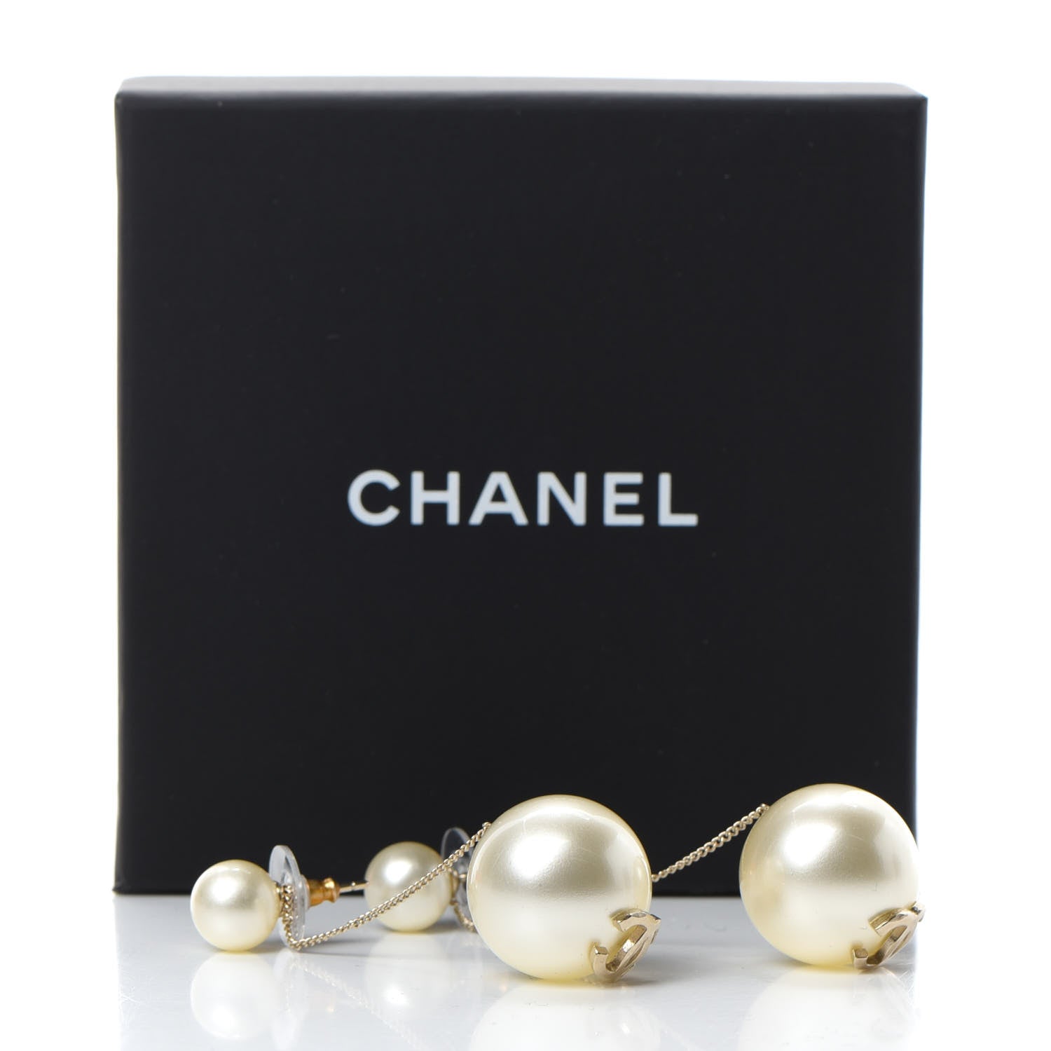 Chanel Pearl CC Chain Drop Earrings Gold 5 of 5
