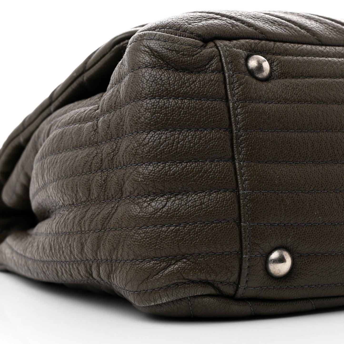 Calfskin Chevron Quilted XXL Travel Flap Bag Khaki