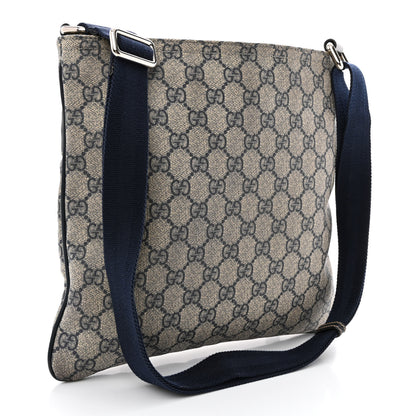 Gucci GG Supreme Monogram Small Flat Side Zip Messenger Bag Beige Blue 3 of 10