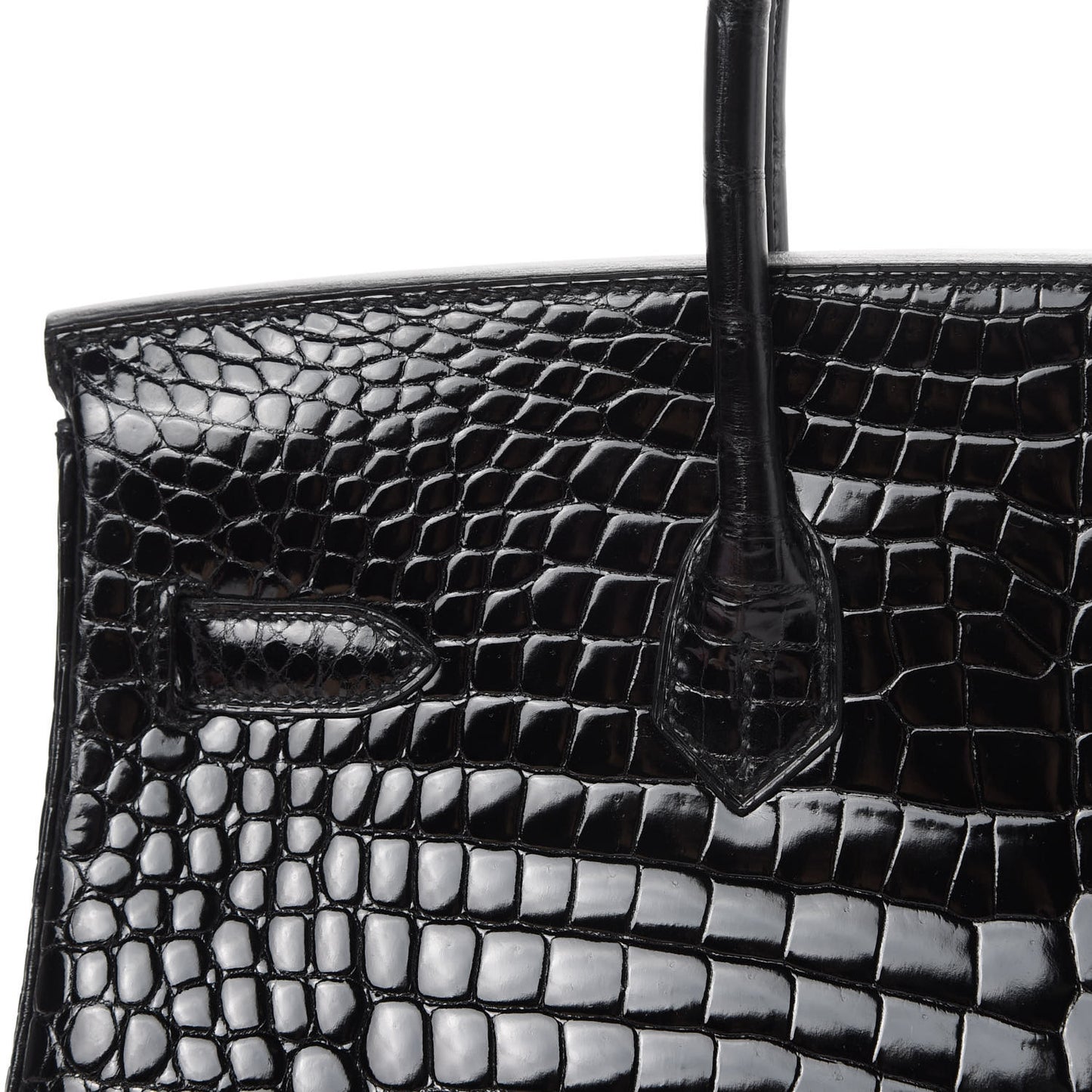 Shiny Porosus Crocodile Birkin 35 Black