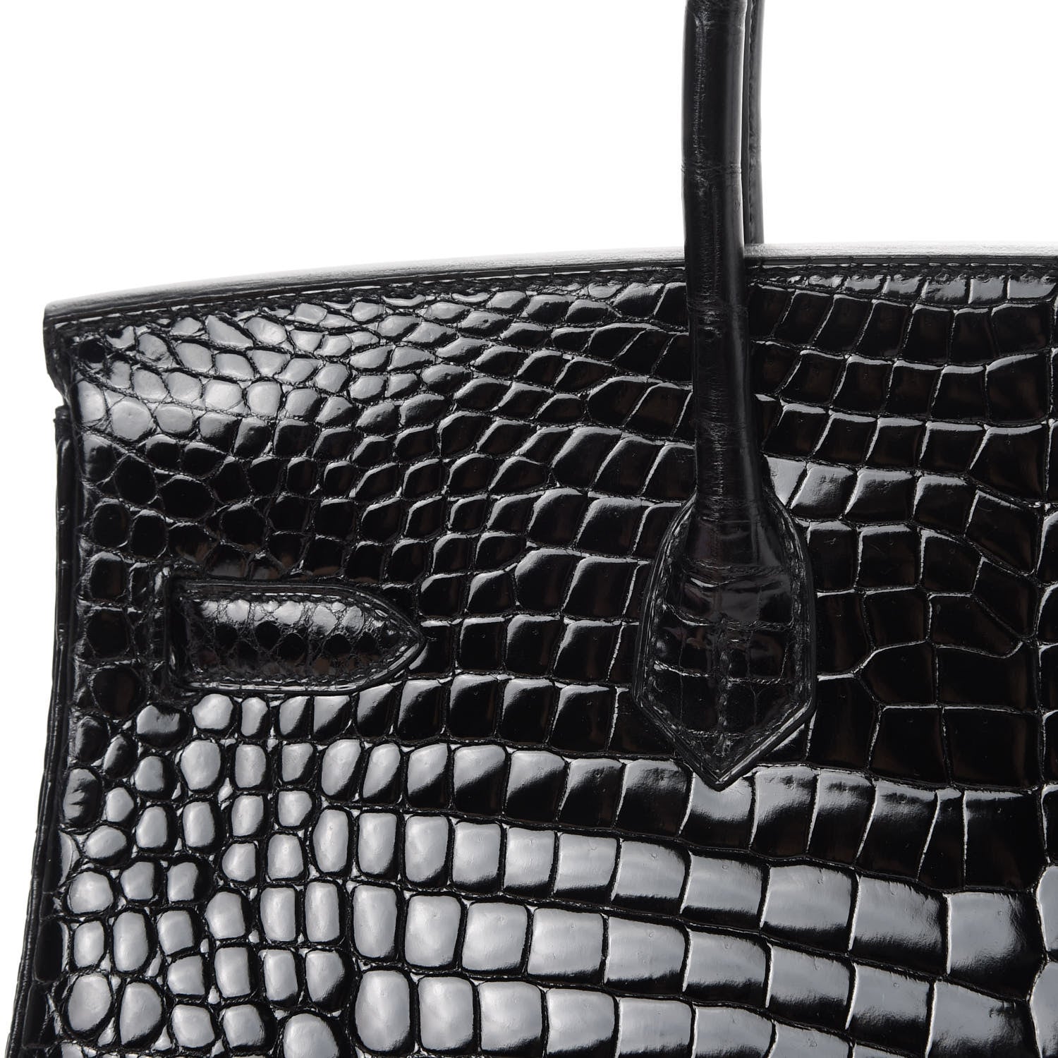 Hermes Shiny Porosus Crocodile Birkin 35 Black 9 of 41