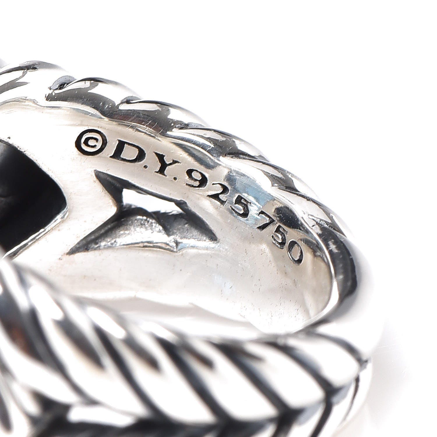 David Yurman Sterling Silver 18K Yellow Gold Hampton Blue Topaz Black Orchid Cable Cocktail Ring 49 5 5 of 6