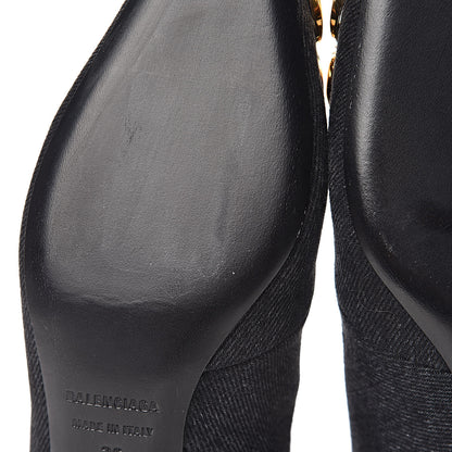 Balenciaga Denim BB Pointy Toe Ankle Booties 36 Black Vintage 8 of 9