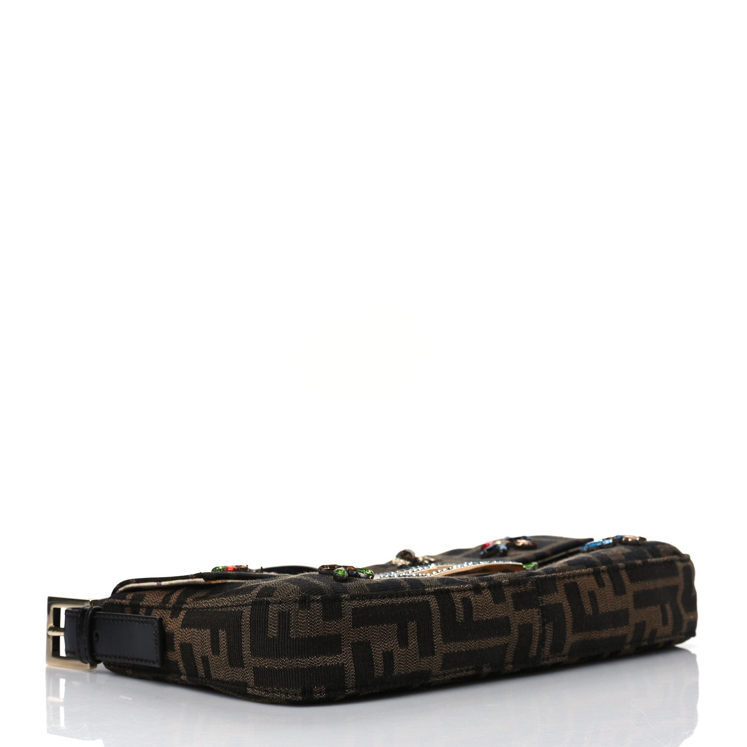 Fendi Zucca Crystal Embellished Baguette Tobacco 3 of 9
