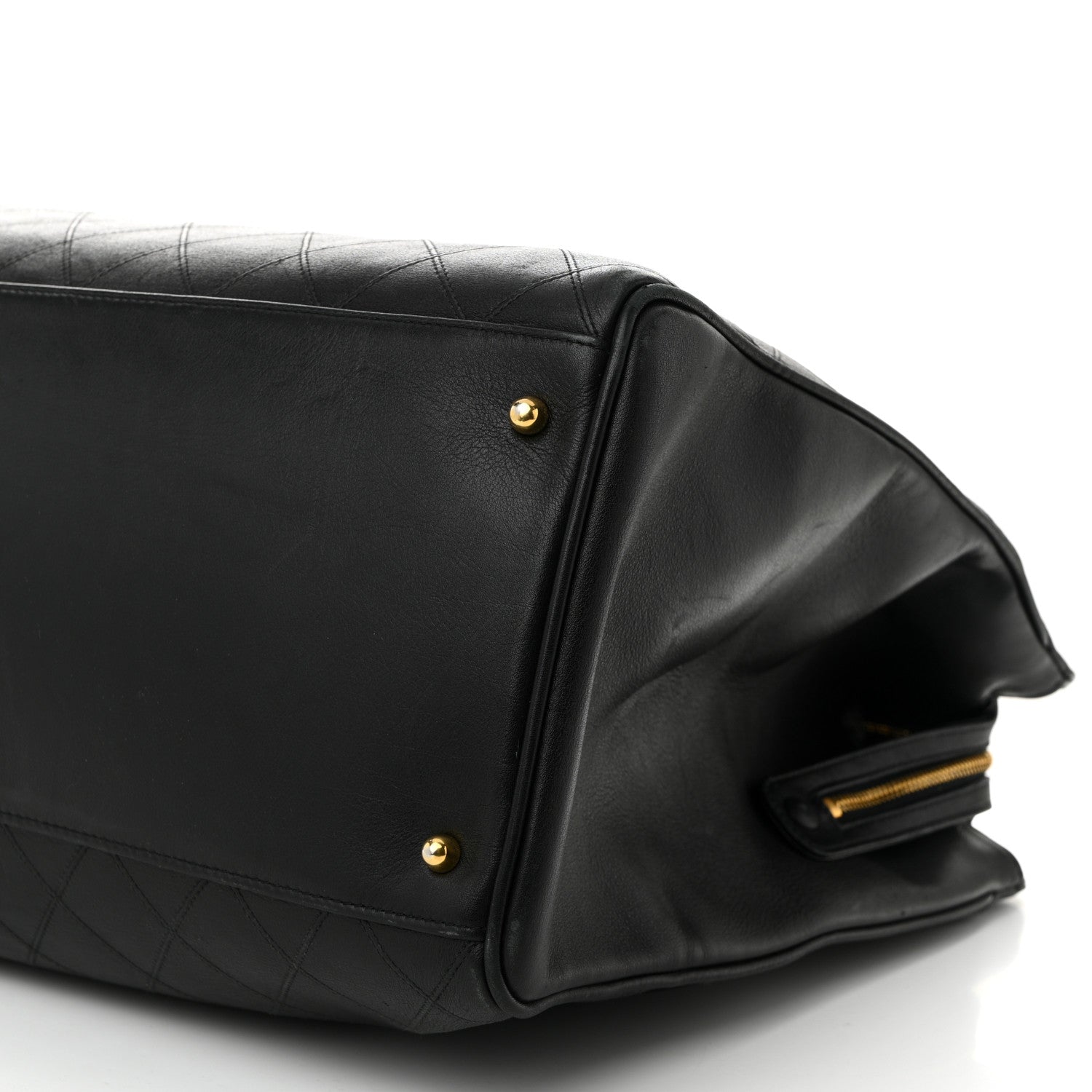 Chanel Calfskin Stitched XL Weekender Black 10 of 13