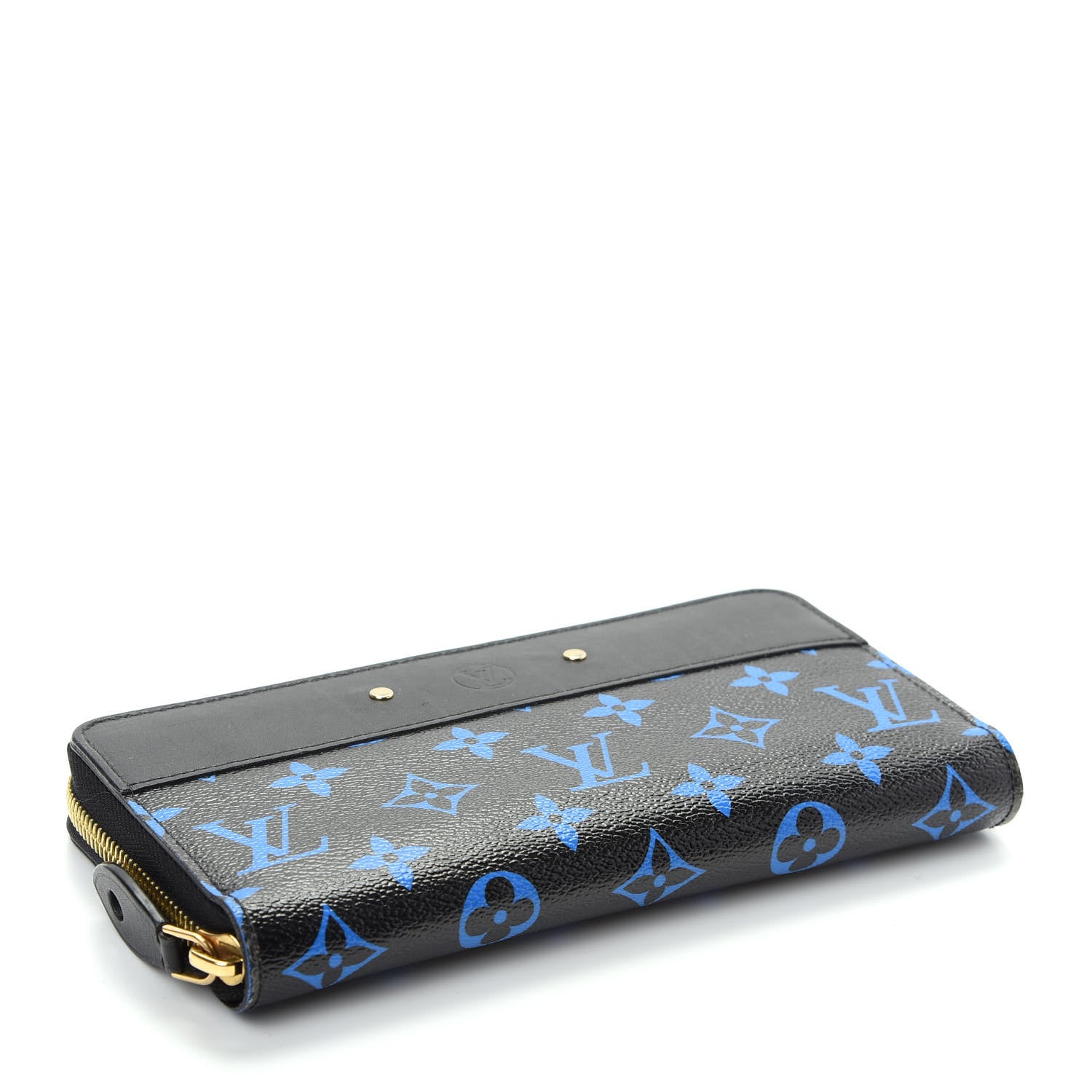 Louis Vuitton Calfskin Colored Monogram Zippy Wallet Blue Black 4 of 7