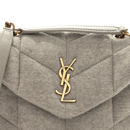 Saint Laurent Jersey Quilted Toy Loulou Puffer Monogram Chain Satchel Chalk Beige 8 of 10