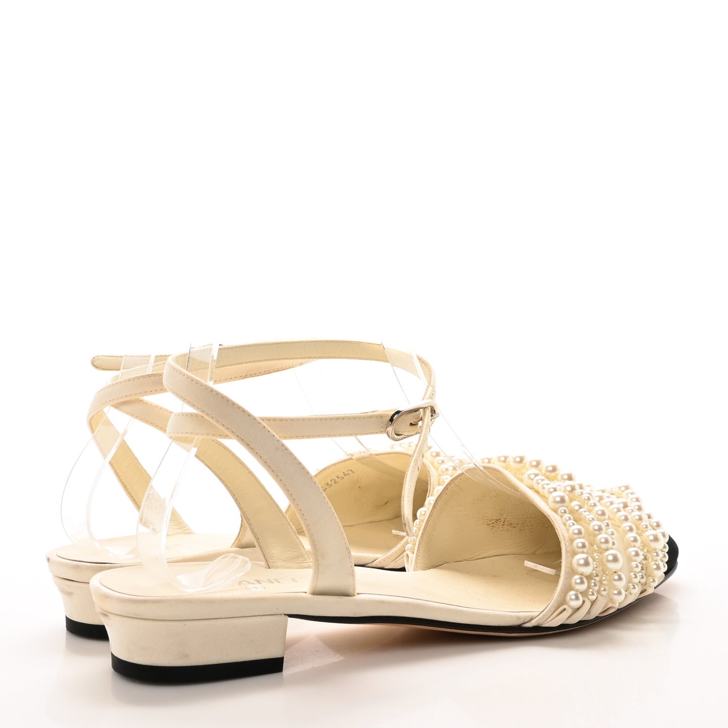 Lambskin Grosgrain Pearl Slingbacks 39 Ivory Black