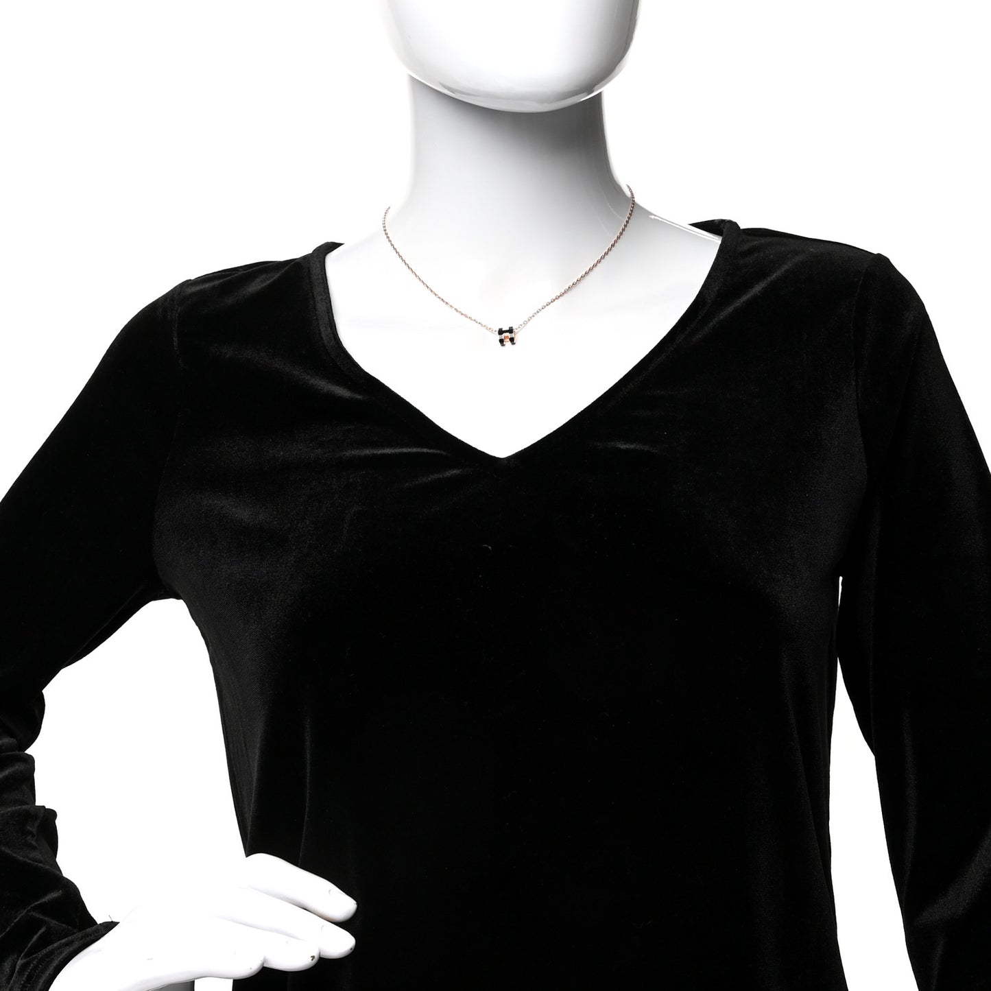 Lacquered Rose Gold Mini Pop H Pendant Necklace Black