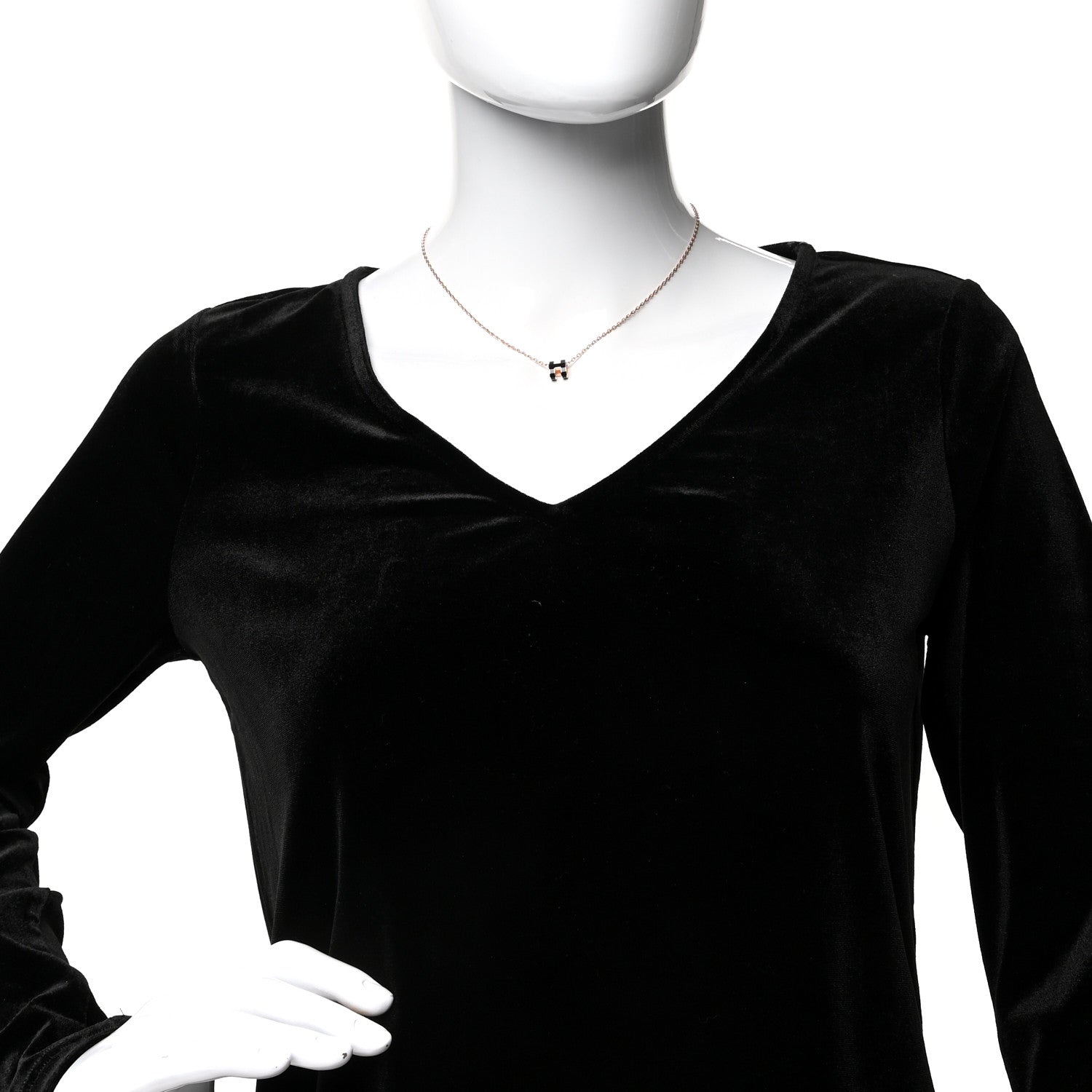 Hermes Lacquered Rose Gold Mini Pop H Pendant Necklace Black 2 of 5