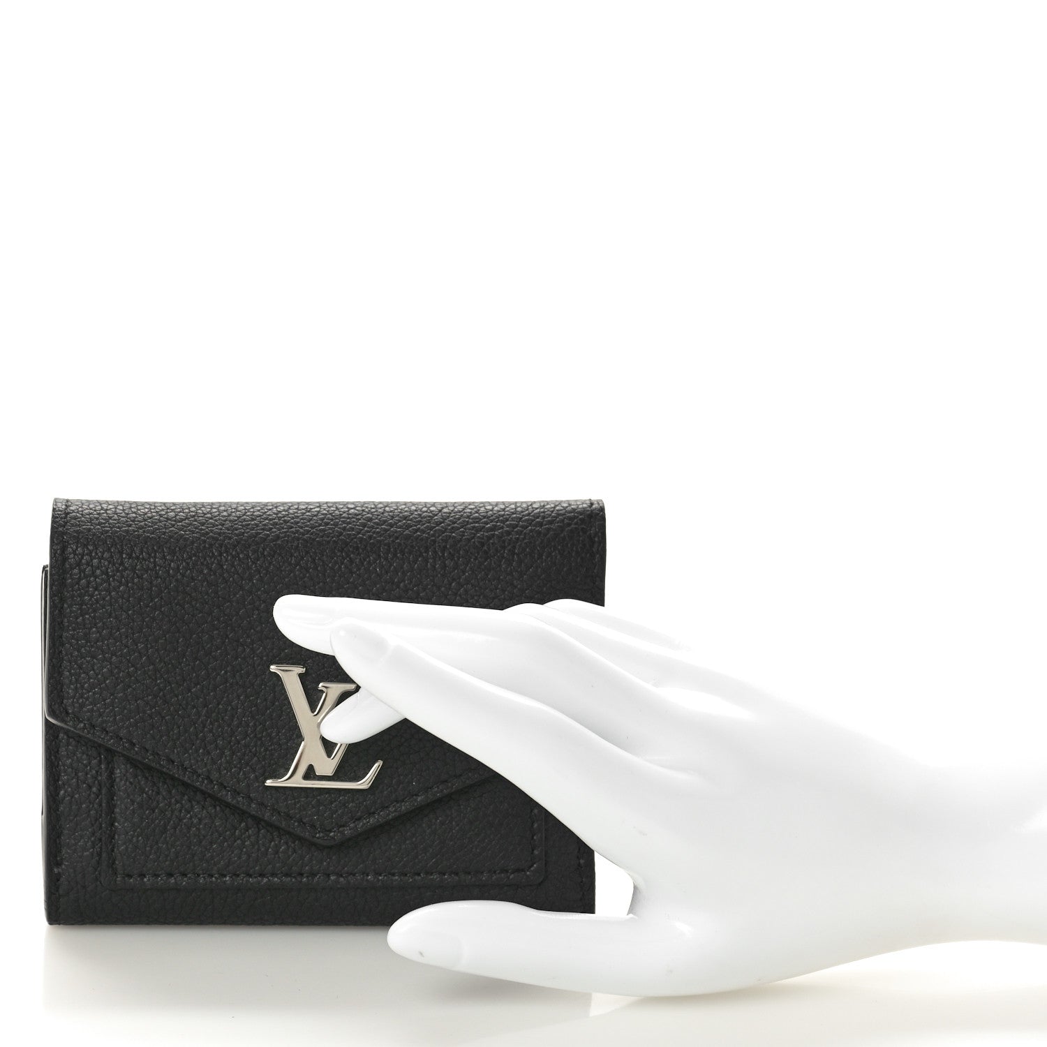 Louis Vuitton Soft Calfskin My Lockme Compact Wallet Black 2 of 7