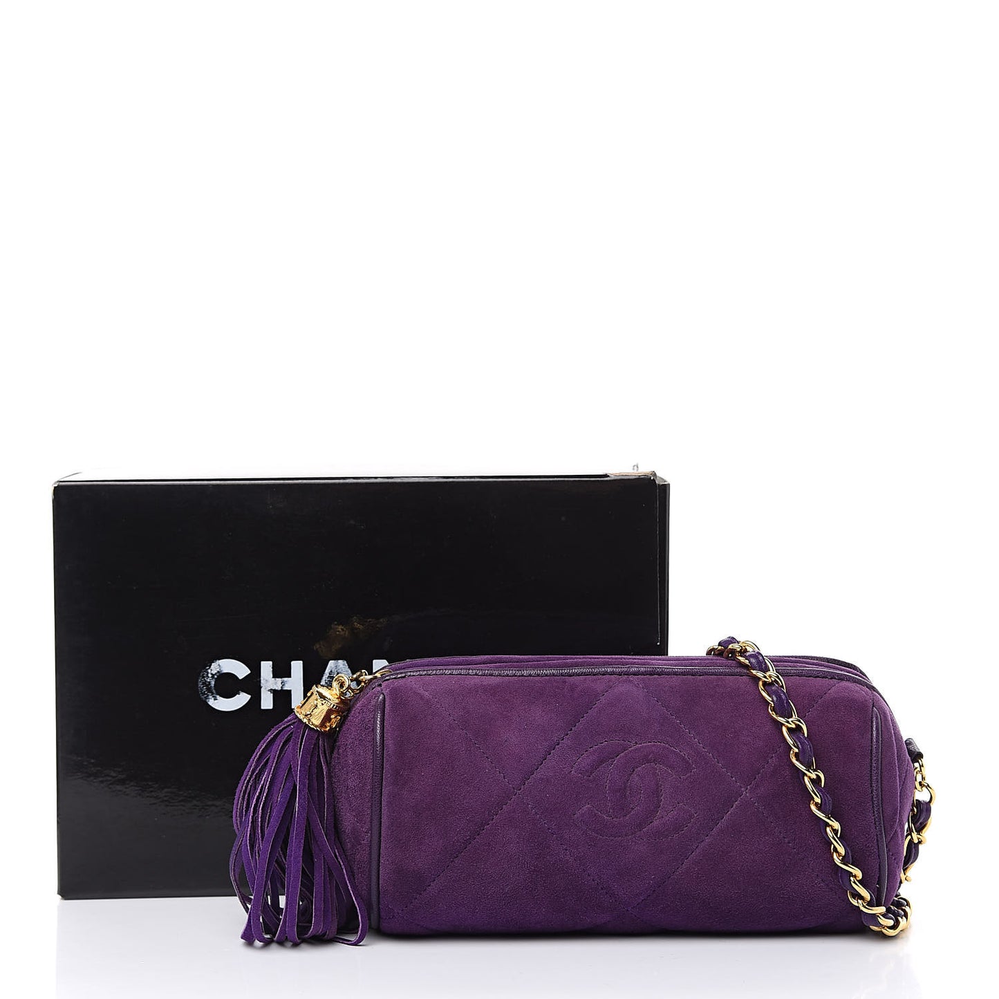 Suede Quilted Small Tassel Shoulder Bag Purple