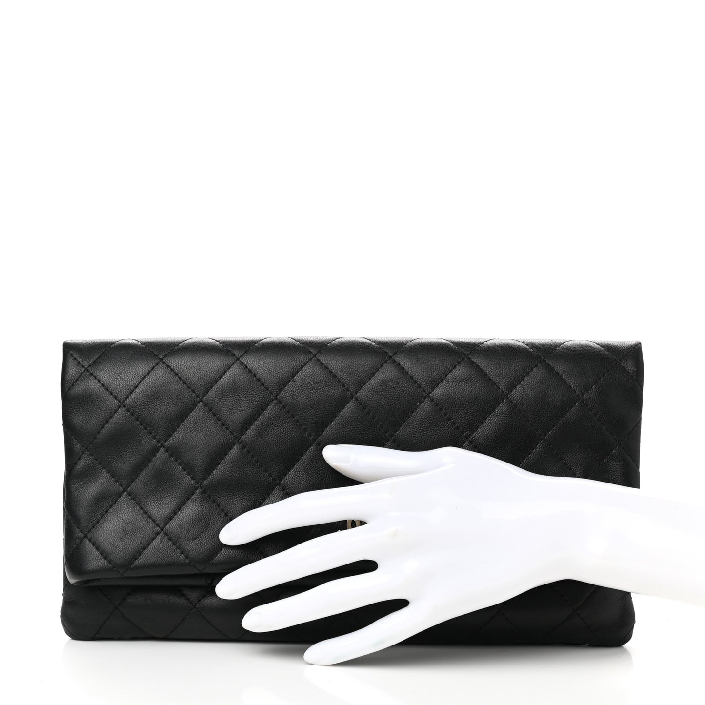 Lambskin Quilted CC Beauty Clutch Black