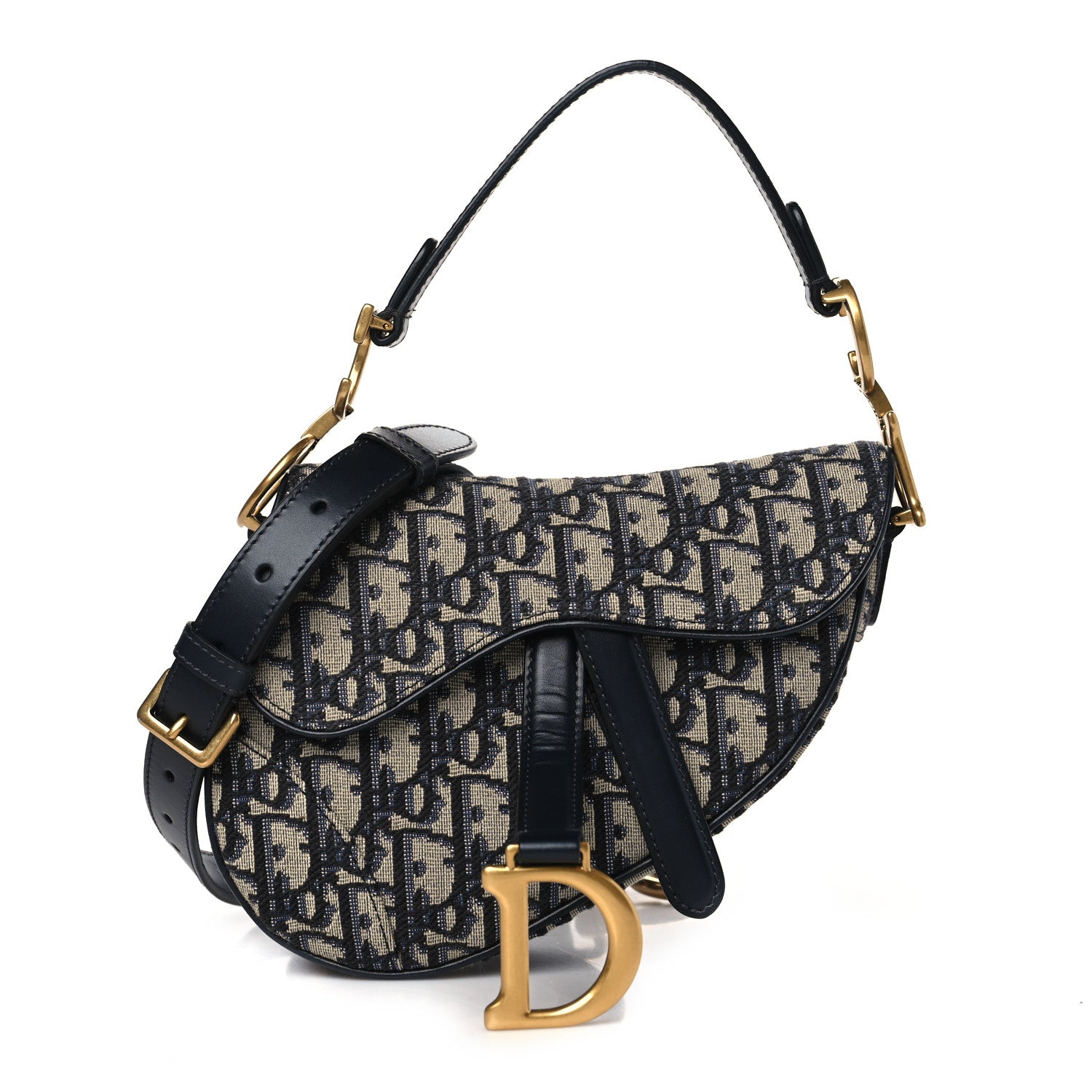 Christian Dior Oblique Mini Saddle Bag With Strap Blue 1 of 10